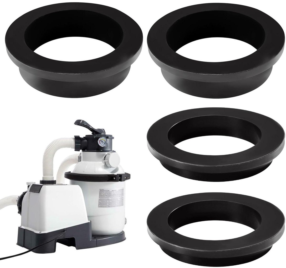 Thelau - 4-delige Zwembad Afdichtingsringen Set | L-Vormige O-Ring voor Filterpomp | Vervangende Accessoires voor Intex Zandfilterpomp 26323CA, 26323EH, 26331CA